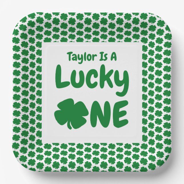 Lucky One St Patrick's Day 1st Birthday Paper Plate (Front)