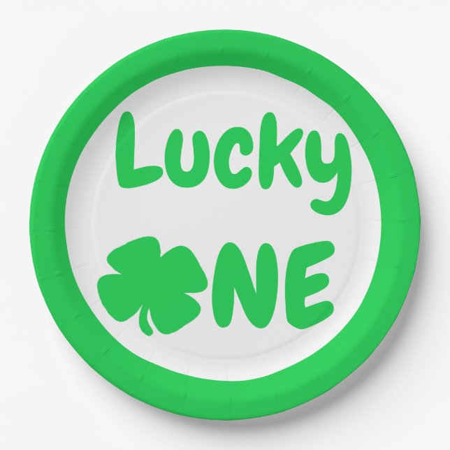 Lucky One St Patrick's Day 1st Birthday Paper Plate (Front)