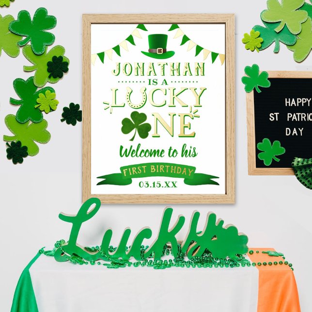 Lucky One St. Patrick's Day 1st Birthday Welcome Foil Prints (Creator Uploaded)