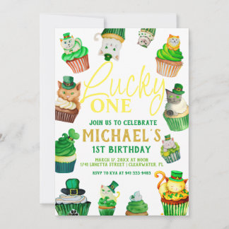 Lucky One | St. Patrick's Day Cupcake 1st Birthday Invitation