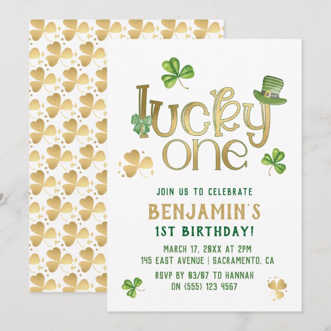 Lucky One | St Patrick's Day First Birthday Invitation (Front/Back)
