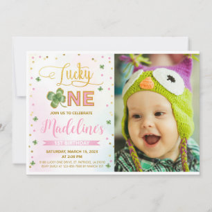 Lucky One St. Patrick's Day Girl 1st Birthday  Invitation