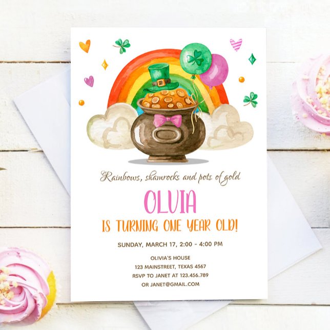 Lucky One St. Patrick's Day Girl First Birthday Invitation (Creator Uploaded)