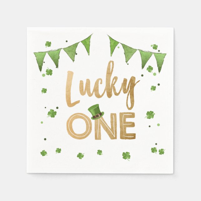 Lucky One St Patrick's Day Paper Napkin Clover Boy (Front)