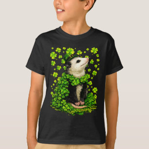 Lucky opossum with shamrocks clovers st patricks T-Shirt