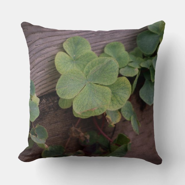 Lucky or Determined? Saint Patricks Day Shamrocks Throw Pillow (Front)