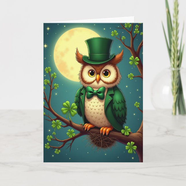Lucky Owl Moonlit Scene Card (Front)