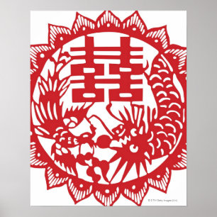 Lucky pattern stand for double happiness poster