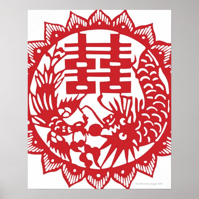 Lucky pattern stand for double happiness poster (Front)