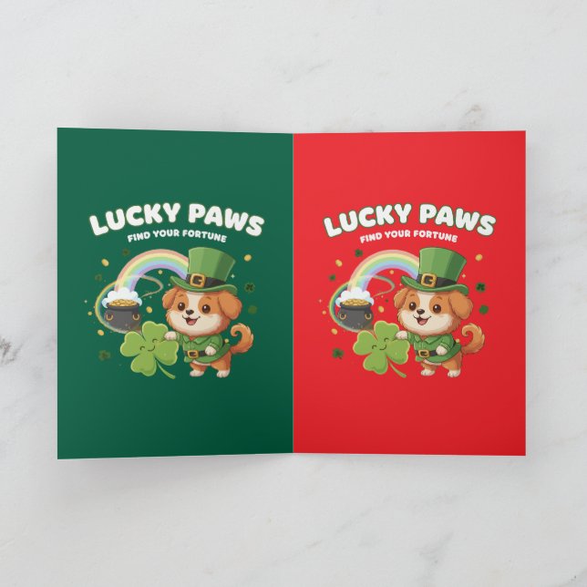  "Lucky Paws St. Patrick's Day Puppy" Card (Inside)