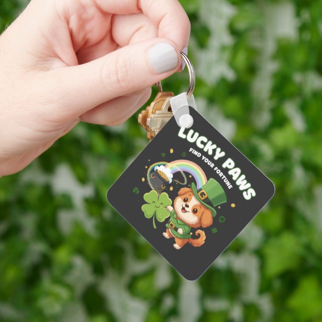  "Lucky Paws St. Patrick's Day Puppy" Keychain (Hand)