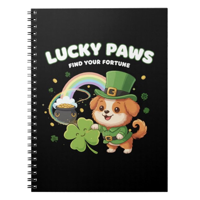  "Lucky Paws St. Patrick's Day Puppy" Notebook (Front)