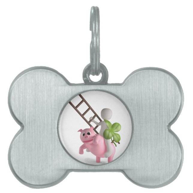 lucky pig pet name tag (Front)