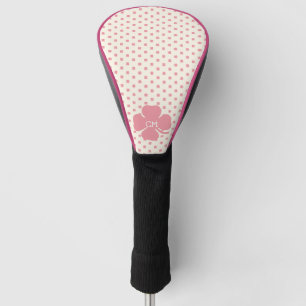 Lucky Pink Clover with Monogram  Golf Head Cover