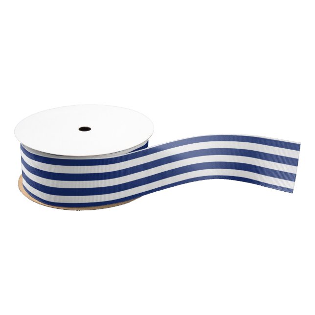 Lucky Point Blue and White Stripes Grosgrain Ribbon (Spool)