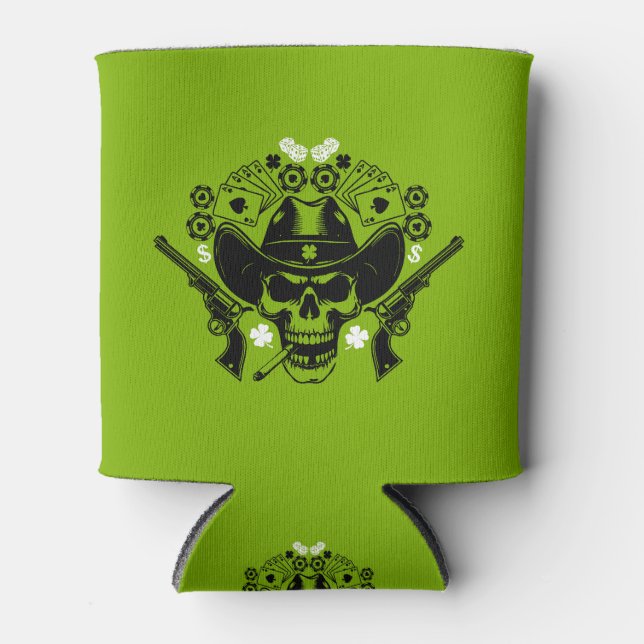 Lucky Poker Skull Can Cooler (Front)