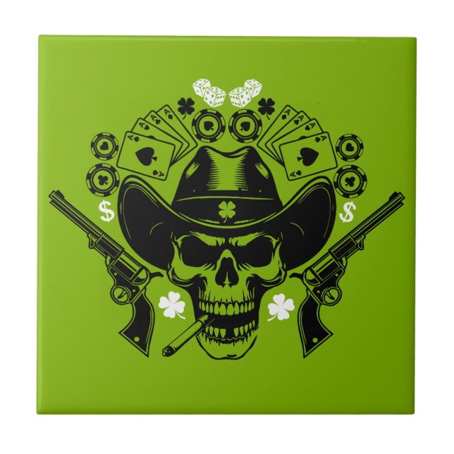Lucky Poker Skull Tile (Front)