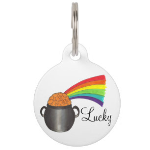 Lucky Pot of Gold Rainbow Personalized Pet Dog Tag
