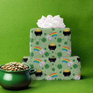 Lucky pots of gold  wrapping paper