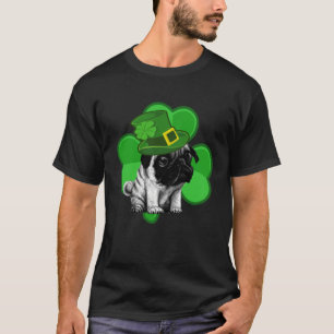 Lucky Pug St Patrick Shamrock C Dog Dad Mom Boy G T-Shirt