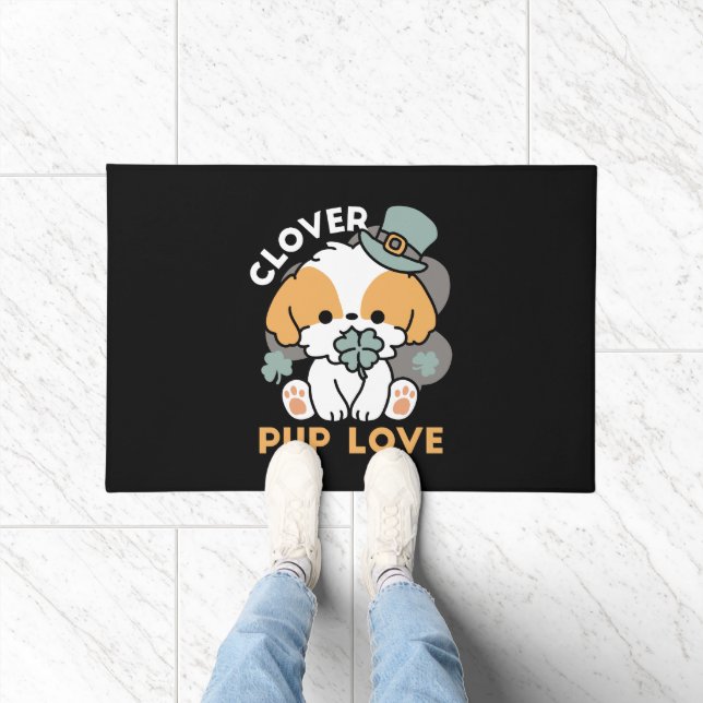 Lucky Pup with Clover – St. Patrick's Day Gift Doormat (Indoor)