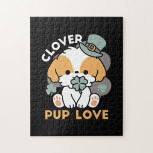 Lucky Pup with Clover – St. Patrick's Day Gift Jigsaw Puzzle