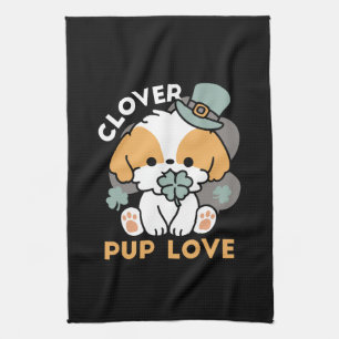 Lucky Pup with Clover – St. Patrick's Day Gift Kitchen Towel