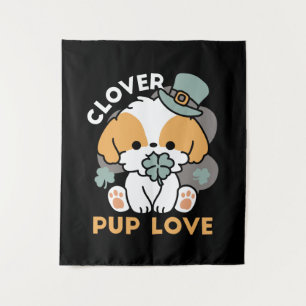 Lucky Pup with Clover – St. Patrick's Day Gift Tapestry