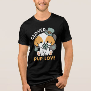Lucky Pup with Clover – St. Patrick's Day Gift Tri-Blend Shirt