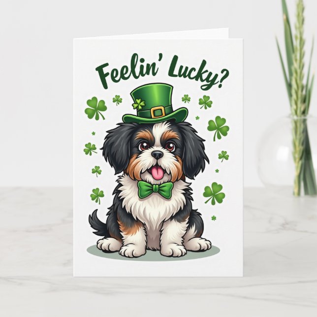 Lucky Puppy Clover Pattern Card (Front)