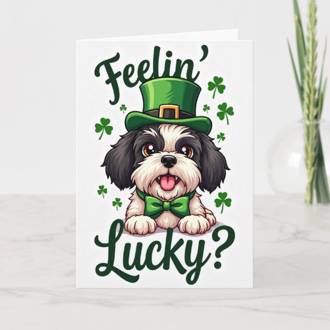 Lucky Puppy St Patricks Day Card (Front)