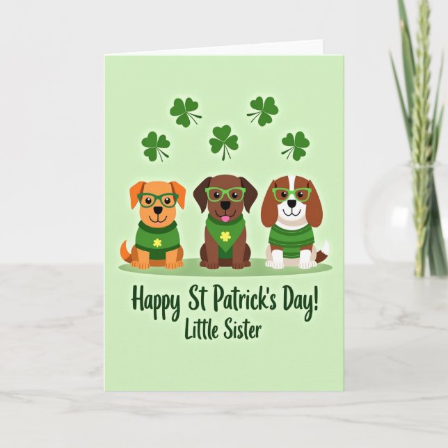 Lucky Pups Happy St Patricks Card (Front)