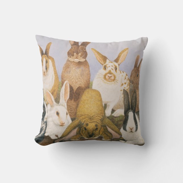 Lucky rabbits throw pillow (Front)