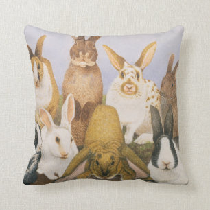 Lucky rabbits throw pillow