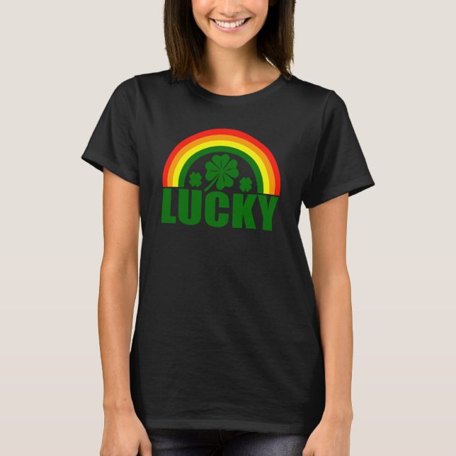 Lucky Rainbow Cool St Patrick's Day Irish Celebrat T-Shirt (Front)