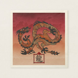 Lucky Red Dragon, 龙 Napkin