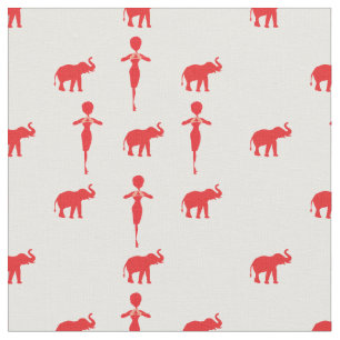 Lucky Red Elephant Fabric