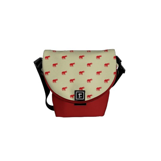 Lucky red elephant pattern courier bag