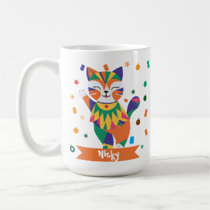 Lucky Samba Cat Personalized Maneki Neko Mug