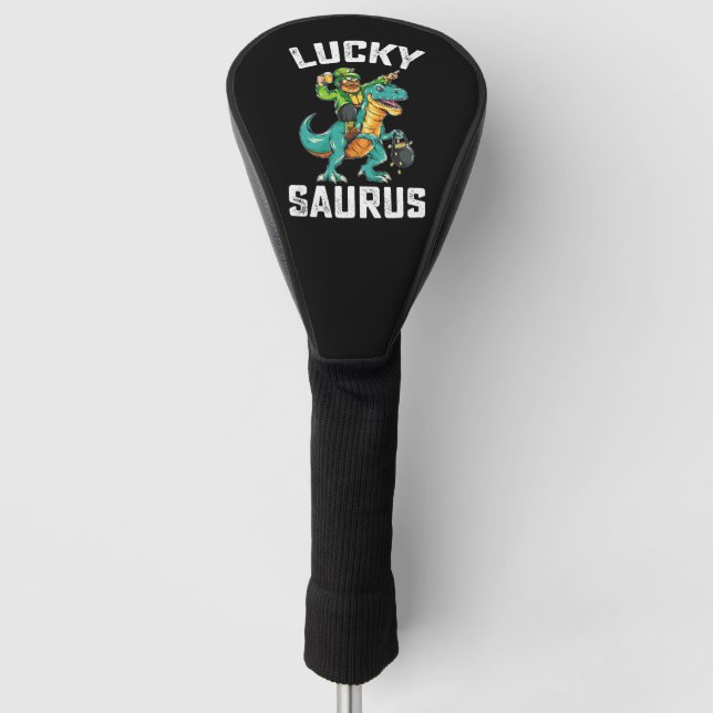 Lucky Saurus Dinosaur T Rex St Patrick's Day Golf Head Cover (Front)