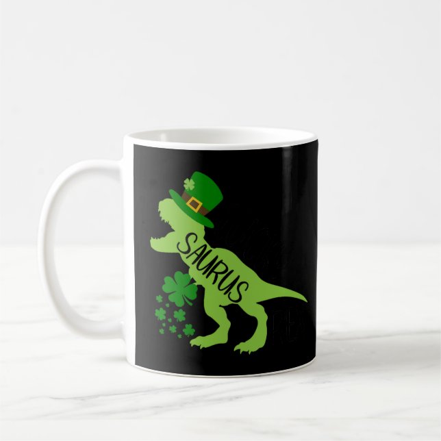Lucky Saurus Rex – St. Patrick’s Day Dinosaur Coffee Mug (Left)