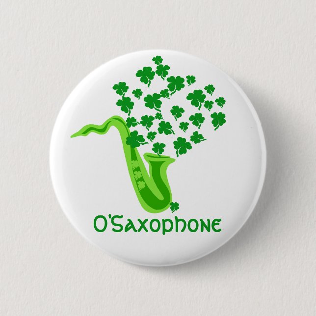 Lucky Saxophone 2 Inch Round Button (Front)