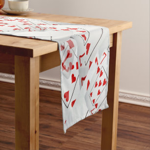 Lucky Sevens Diamonds And Hearts Poker Cards,  Short Table Runner