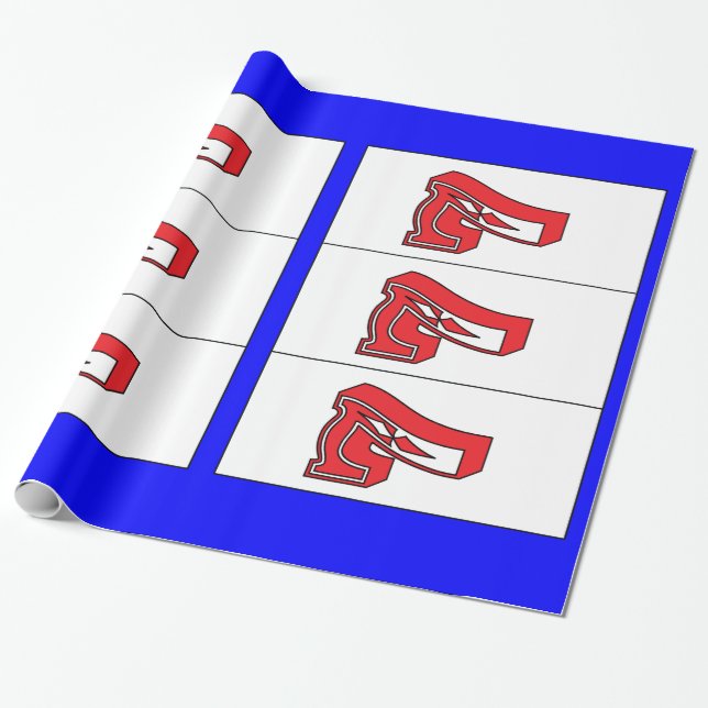 Lucky Sevens in Red White and Blue Theme Wrapping Paper (Unrolled)