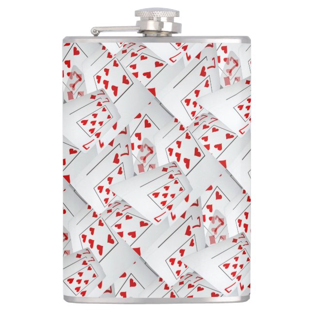 Lucky Sevens Poker Cards,  Hip Flask (Front)