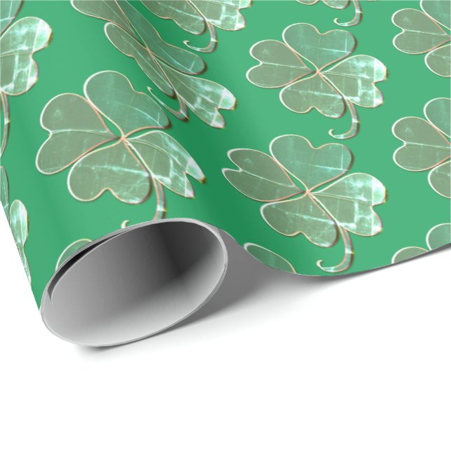 Lucky Shabby Chic 4Leaf Clover Wrapping Paper (Roll Corner)