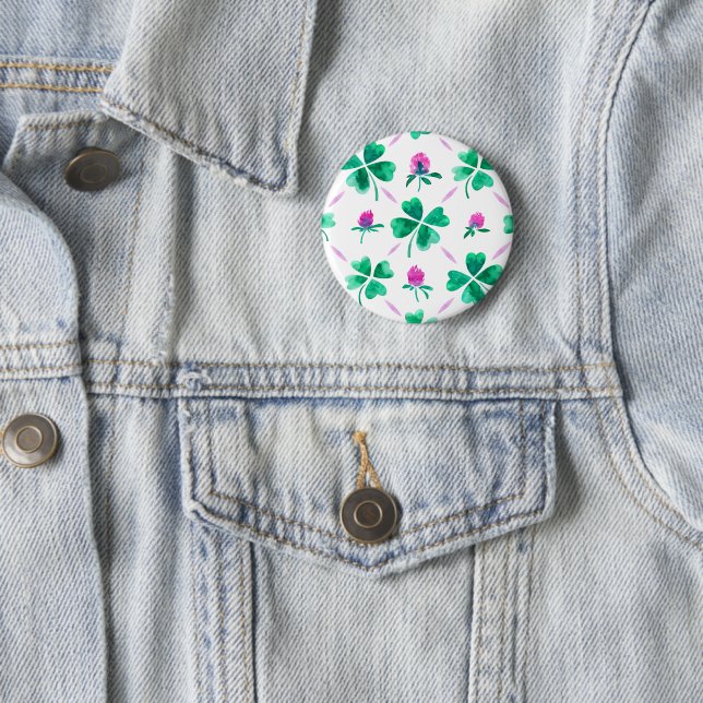 Lucky shamrock 2 inch round button (In Situ)