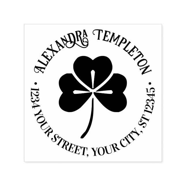 Lucky Shamrock #4P Name Return Address Self-inking Stamp (Design)