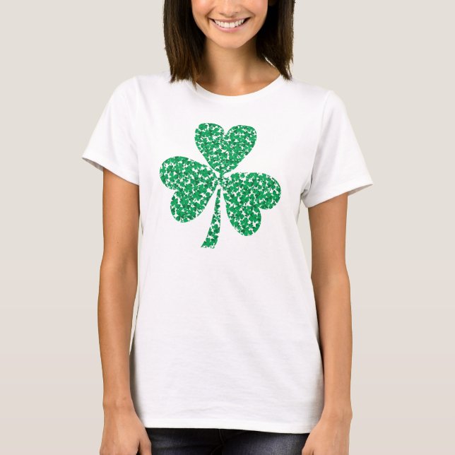 Lucky Shamrock amde up of little Shamrocks T-Shirt (Front)