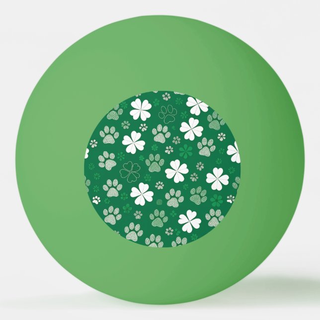 Lucky Shamrock and Paw Print Ping Pong Ball (Front)